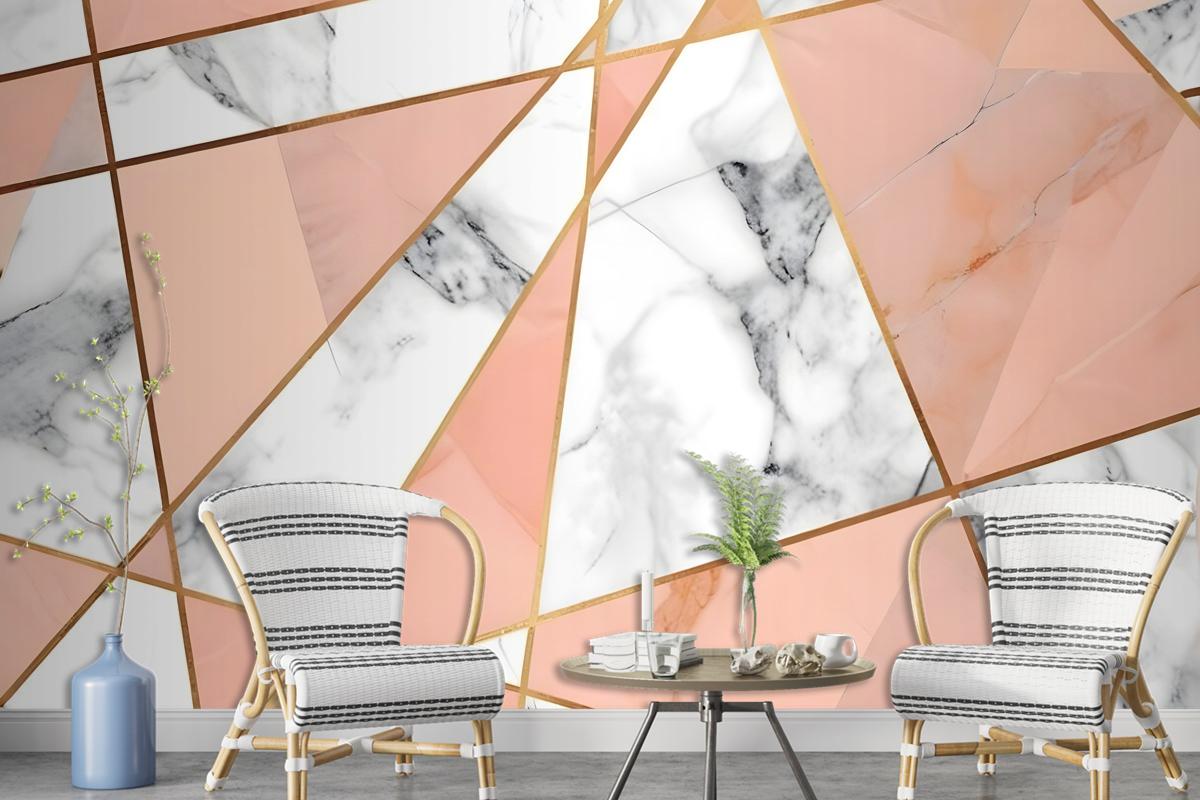 Gray Pink Marble Pattern Wallpaper Mural