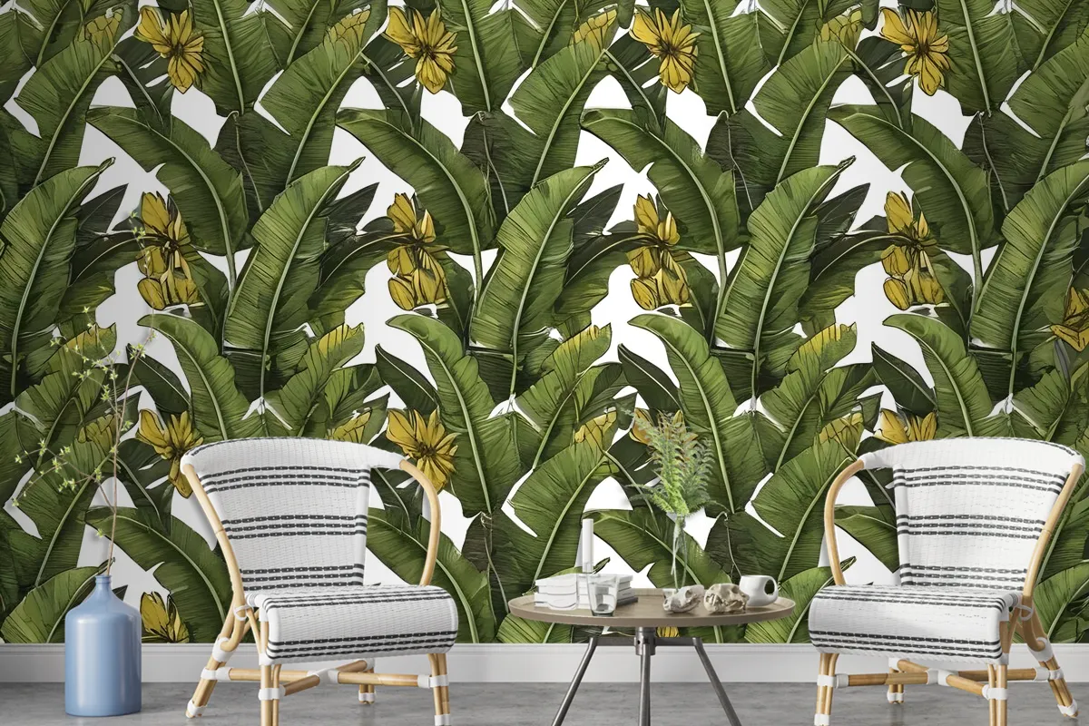 Green Banana Leaves Wallpaper Mural