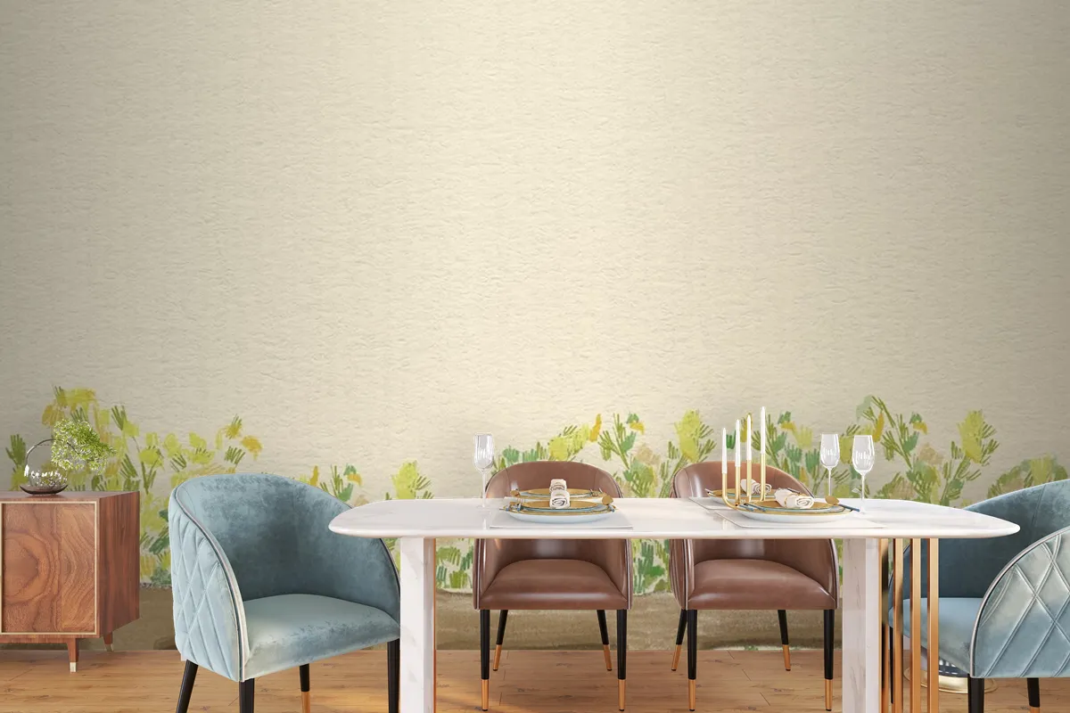 Green Bushes Background Color Pencil Wallpaper Mural