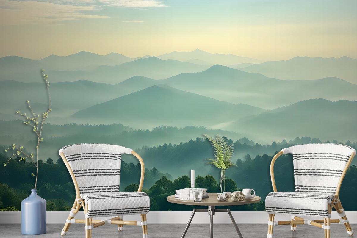 Green Mountain Silhouette Wallpaper Mural