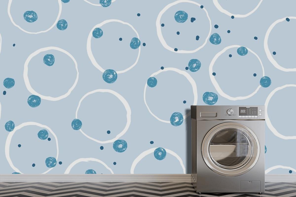 Hand Drawn Blue Dots Background Wallpaper Mural