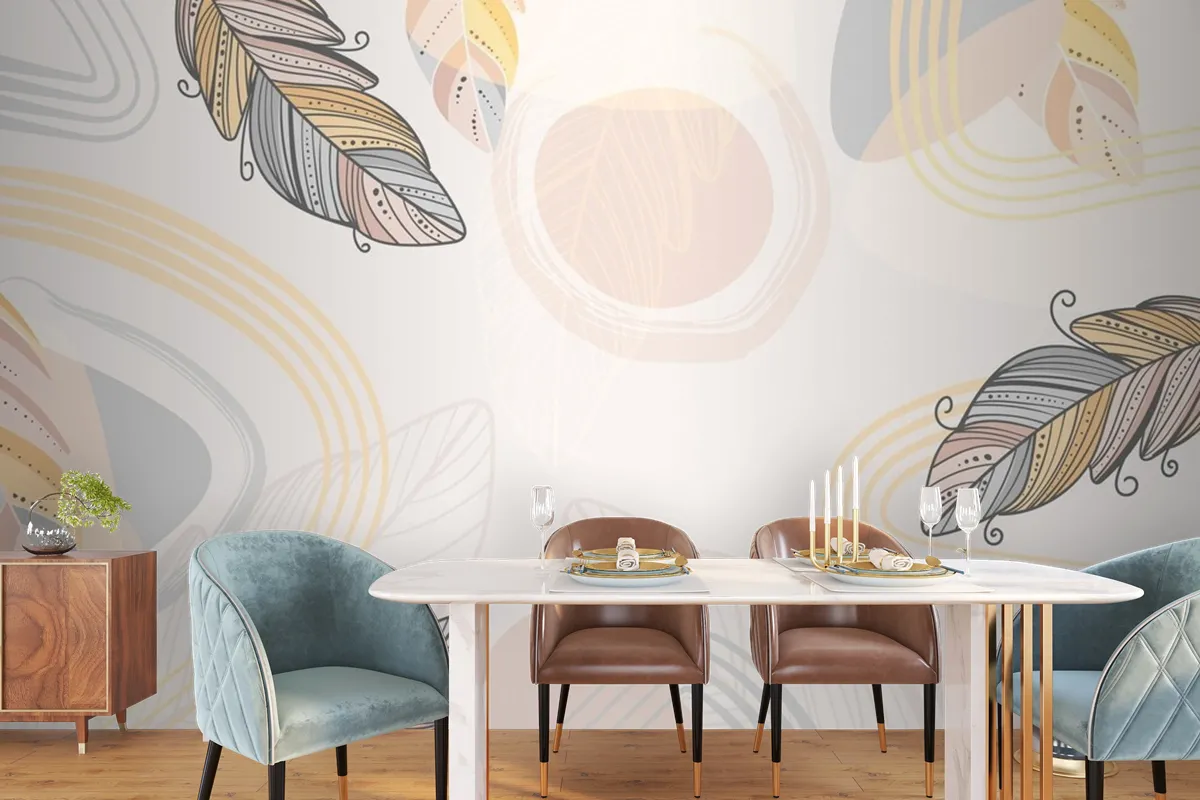 Hand Drawn Boho Background Wallpaper Mural