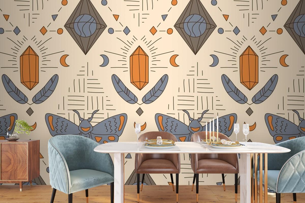 Hand Drawn Boho Geometric Pattern Wallpaper Mural