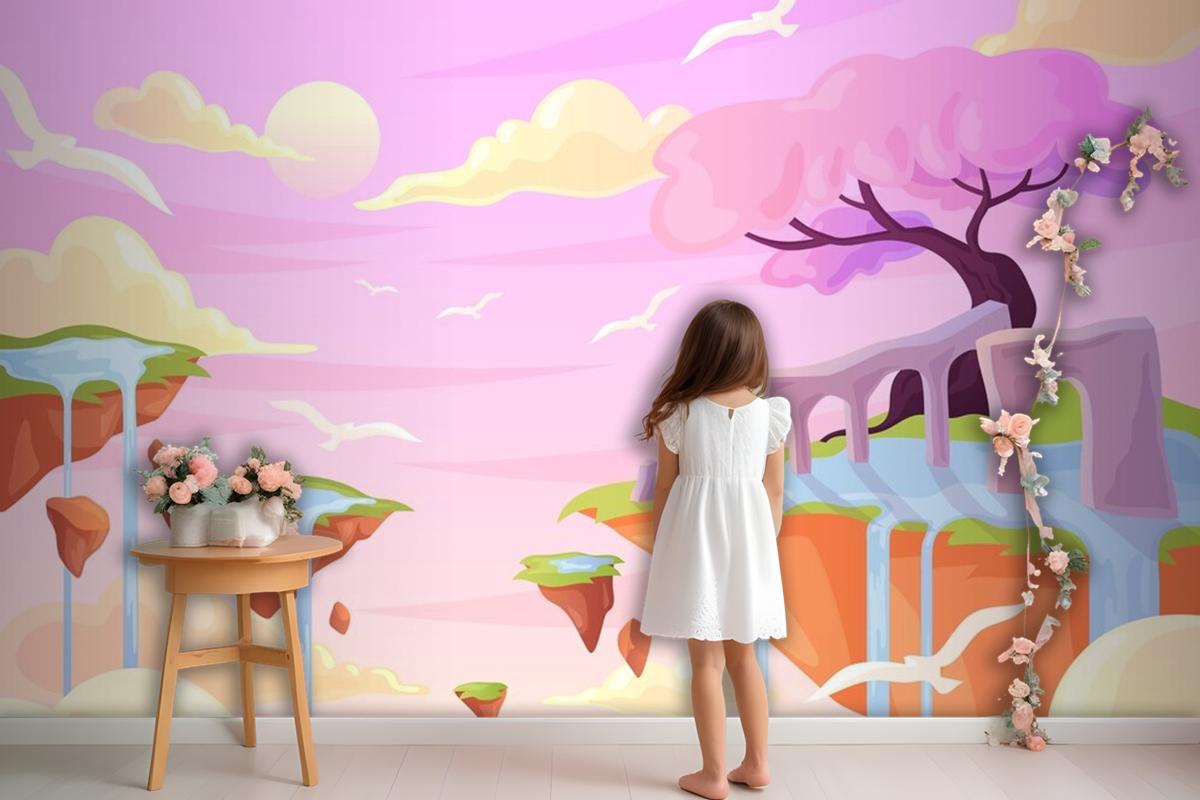 Hand Drawn Fairytale Girl Wallpaper Mural