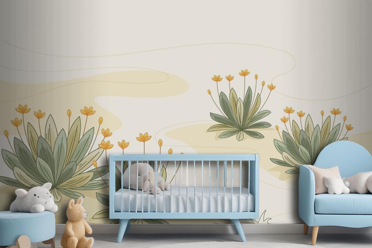 Hand Drawn Frailejon Plant Background Wallpaper Mural