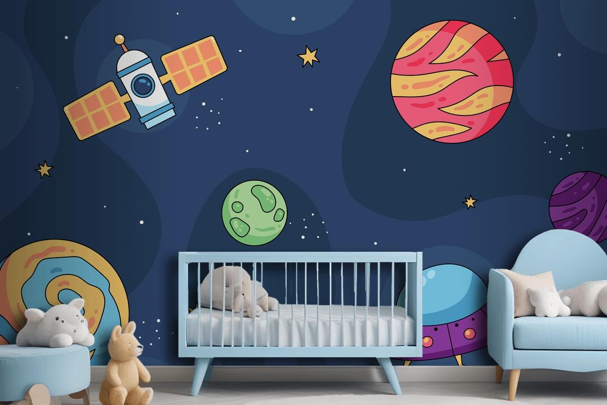 Hand Drawn Galaxy Kids Wallpaper Mural