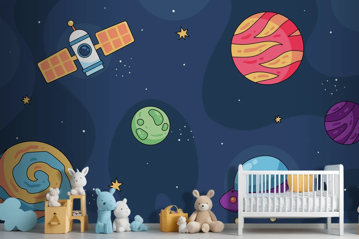 Hand Drawn Galaxy Kids Wallpaper Mural