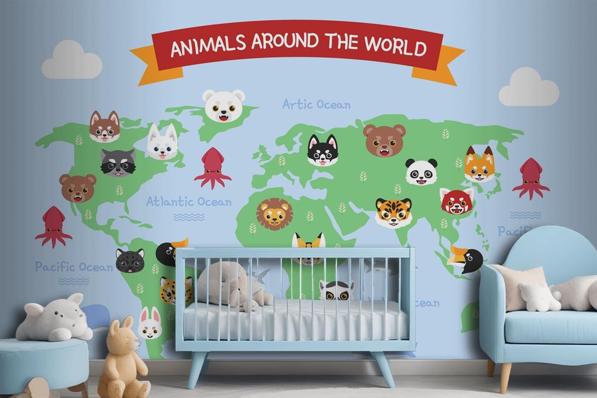 Hand Drawn Kids Map Wallpaper Mural