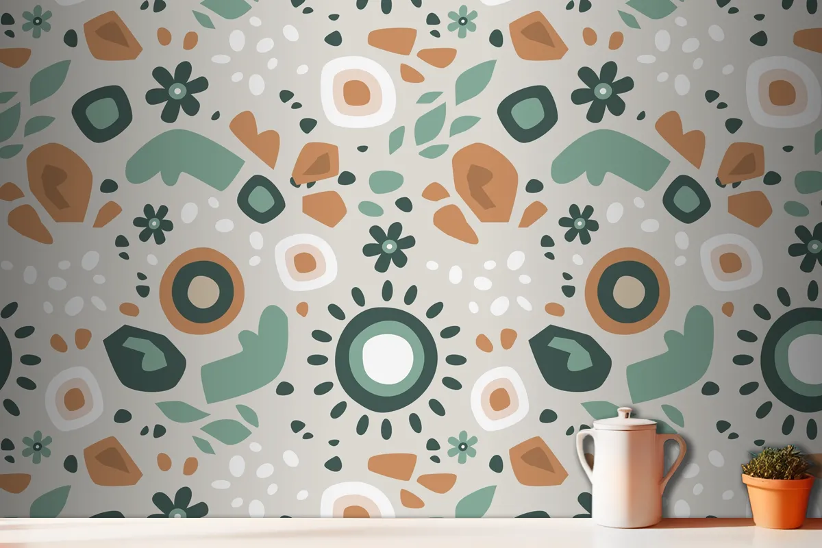 Hand Drawn Muted Colors Pattern Design Wallpaper Mural