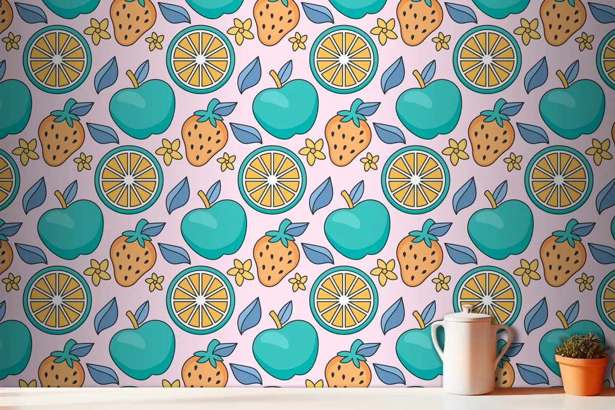 Hand Drawn Pastel Summer Pattern Design Wallpaper Mural