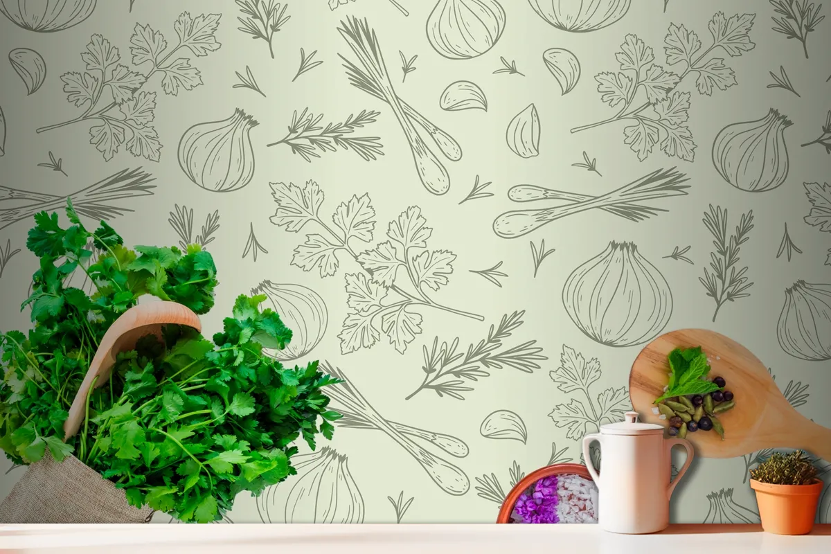 Hand Drawn Pattern Background Kitchen Wallpaper Mural