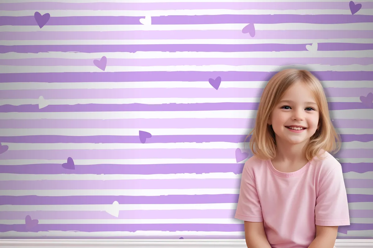 Hand Drawn Purple Striped Background Wallpaper Mural