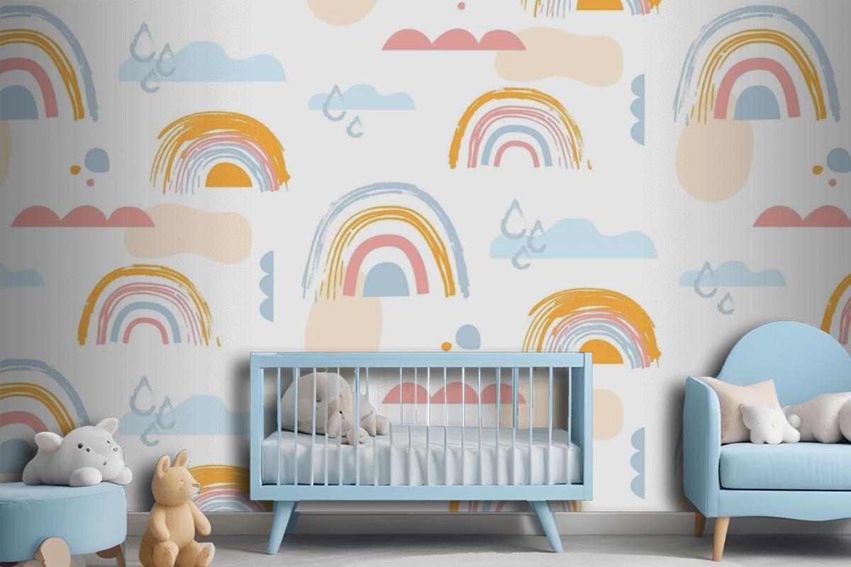 Hand Drawn Rainbow Pattern Design Girl Wallpaper Mural