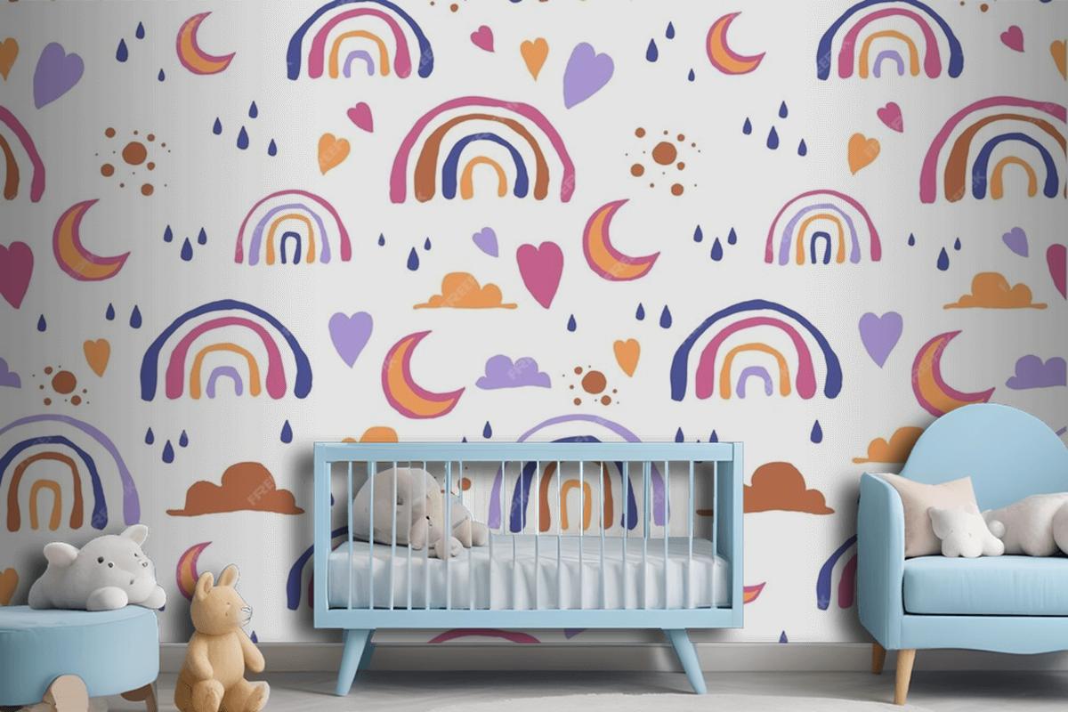 Hand Drawn Rainbow Pattern Design Wallpaper Mural