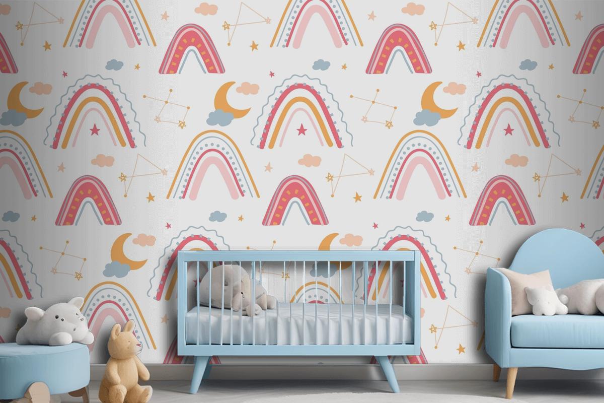 Hand Drawn Rainbow Pattern Wallpaper Mural