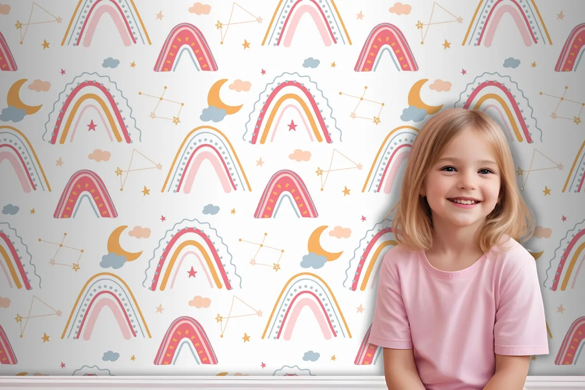 Hand Drawn Rainbow Pattern Wallpaper Mural