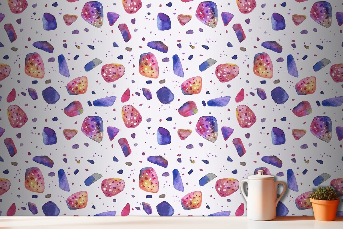 Hand Painted Colorful Terrazzo Pattern Wallpaper Mural