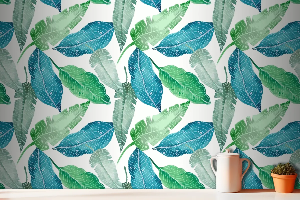 Hand Painted Summer Tropical Pattern Wallpaper Mural