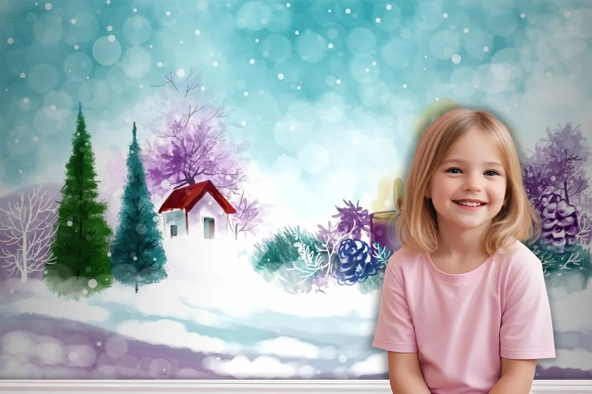 Hand Painted Watercolor Drawing For Christmas And Happy New Year Season Wallpaper Mural