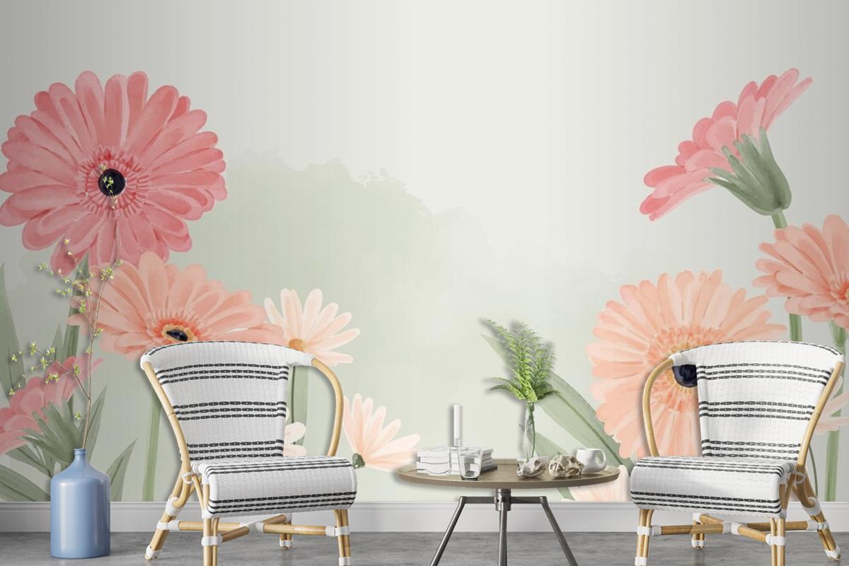 Hand Painted Watercolor Floral Background Wallpaper Mural