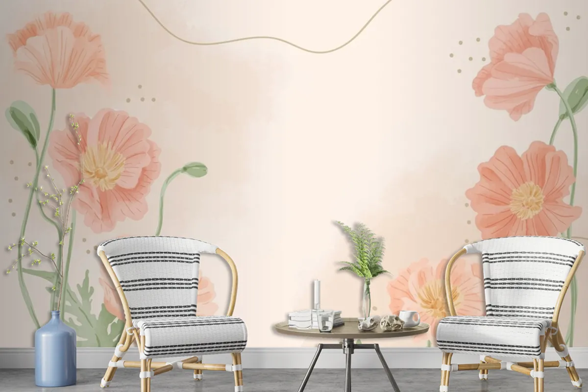 Hand Painted Watercolor Floral Background Wallpaper Mural