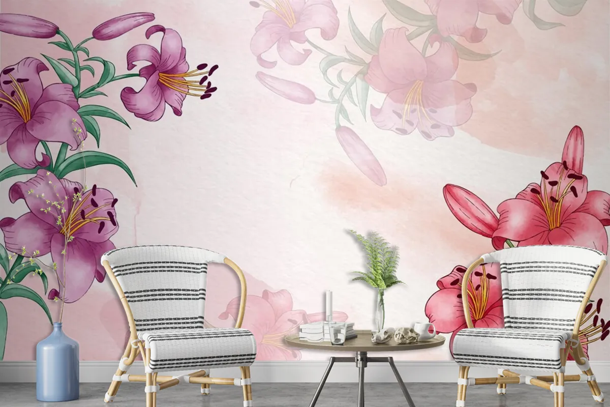 Hand Painted Watercolor Floral Background Wallpaper Mural