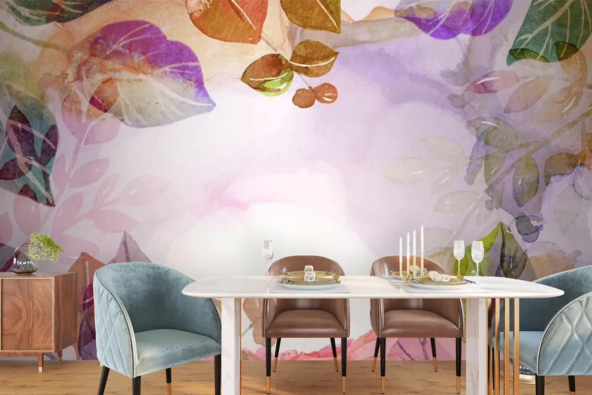 Hand Painted Watercolor Nature Background Wallpaper Mural 