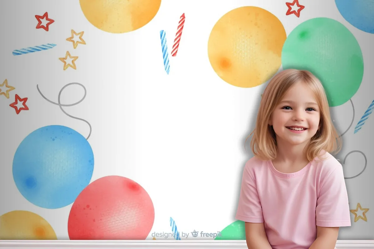 Happy Birthday Watercolor Frame Wallpaper Mural