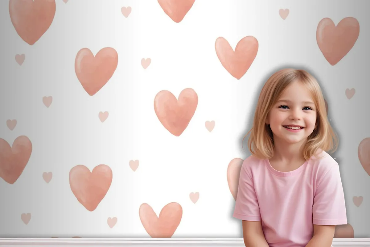 Heart Background Cute Watercolor Wallpaper Mural