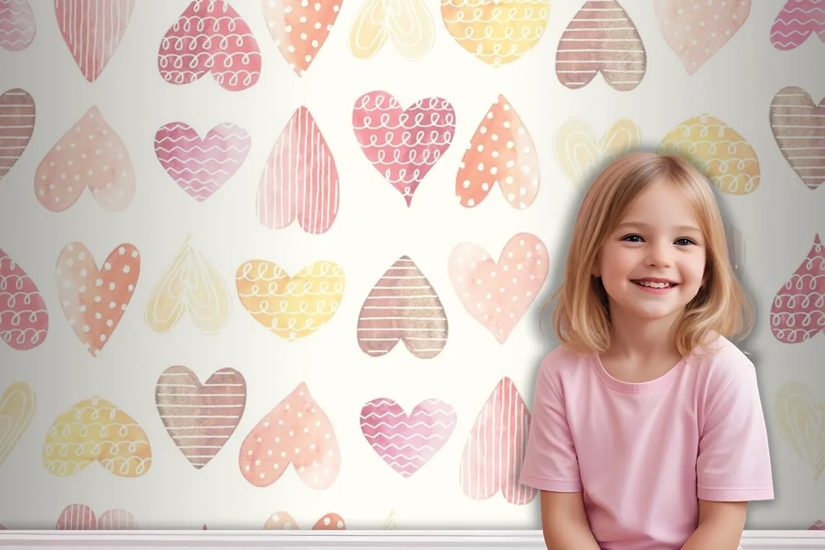 Heart Color Girl Wallpaper Mural