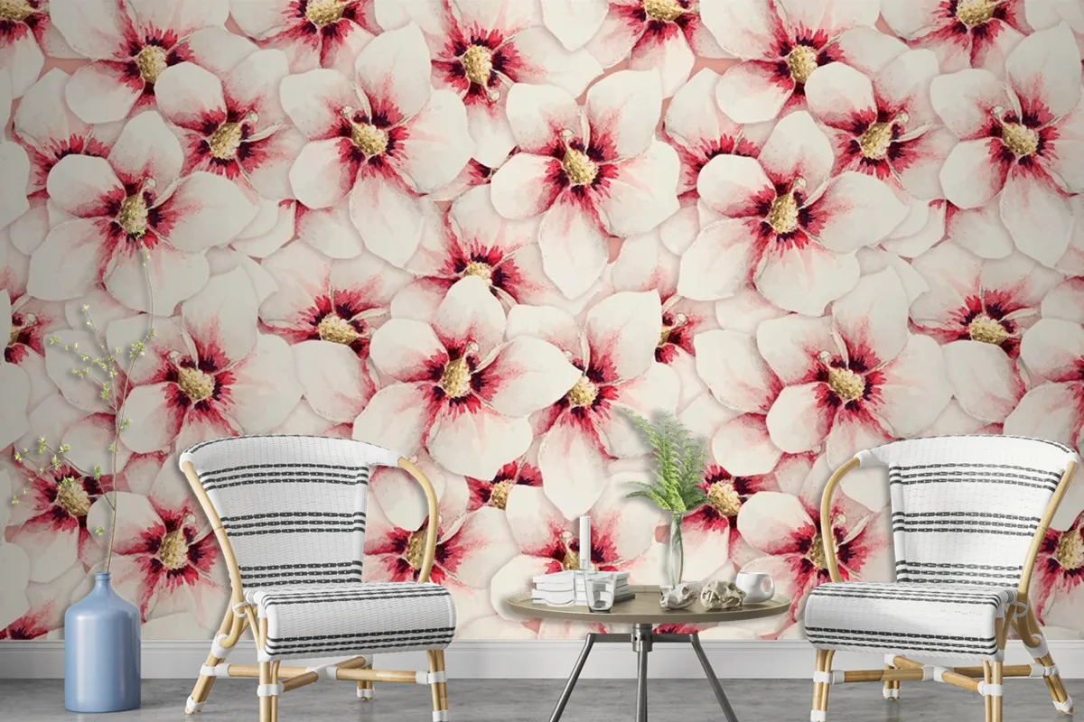 Hibiscus Flower Pattern Background Wallpaper Mural