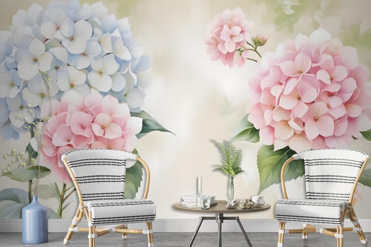 Hydrangea Floral Art Wallpaper Mural