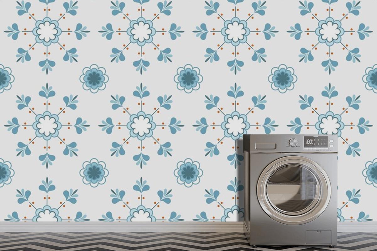 Tiles Textured Pattern Design Laundry Room Wallpaper Mural