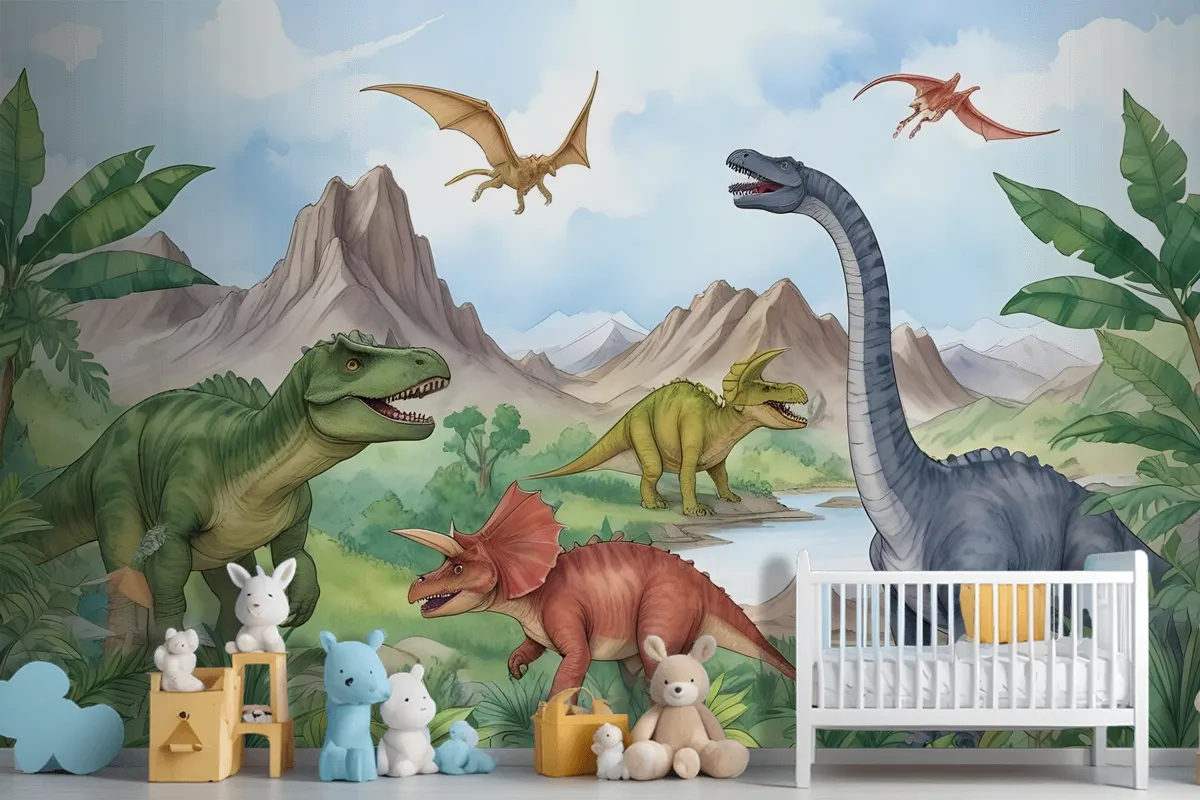 Kids Prehistoric Dinosaur Wallpaper Mural