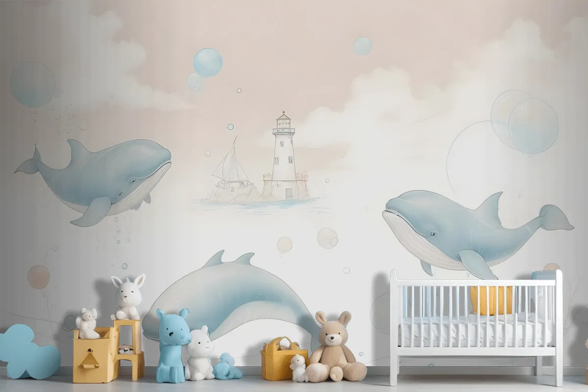 Kids Soft Whale Undersea Life Wallpaper Mural