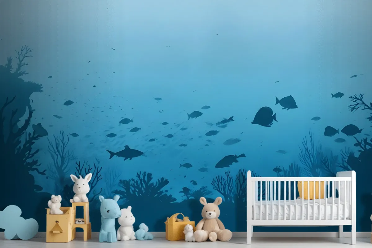 Kids Underwaters And Fishes Wallpaper Mural