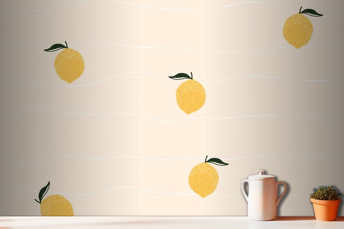 Lemon Background Kitchen Wallpaper Mural