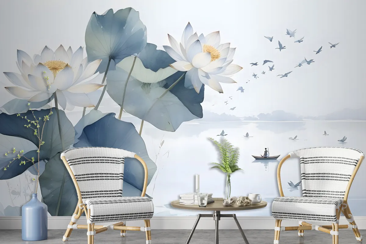 Lotus Floral Art Wallpaper Mural