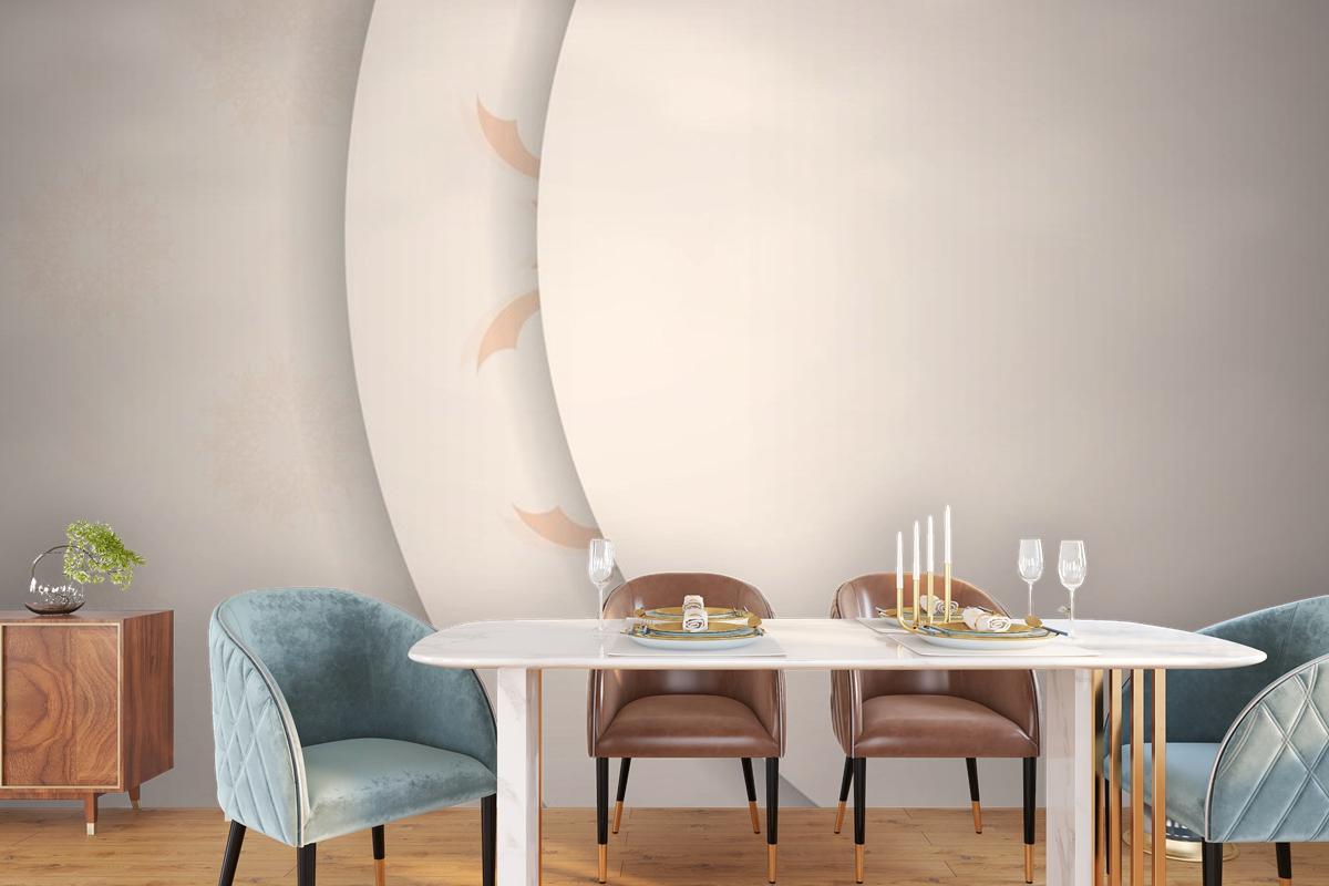 Beige Color With Template Dining Room Wallpaper Mural