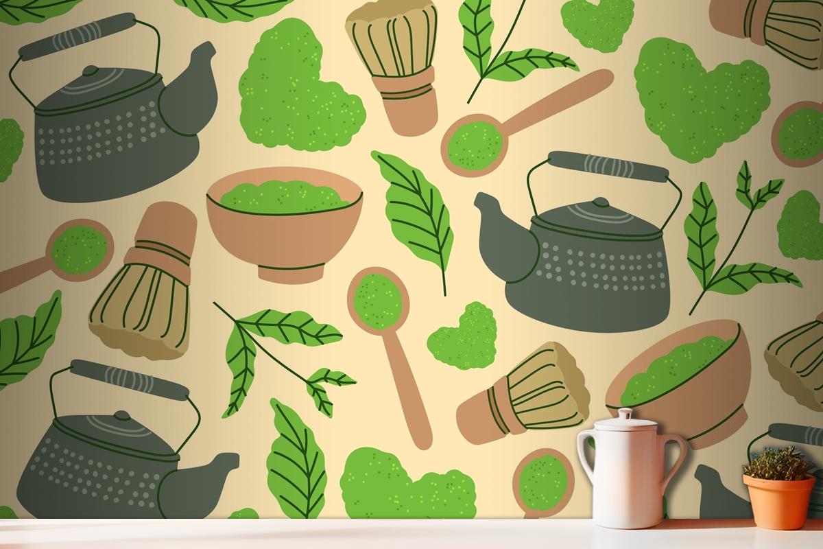 Matcha Tea Kitchen Wallpaper Mural