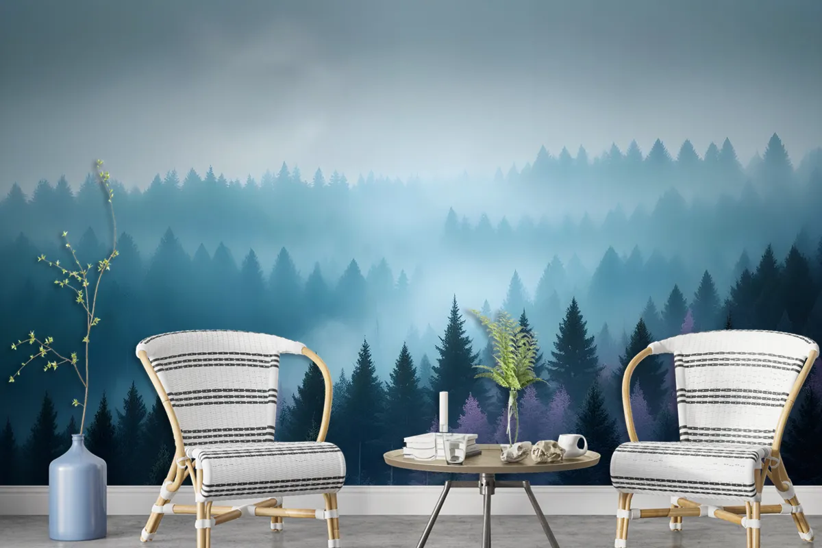 Misty Forest View Wallpaper Mural