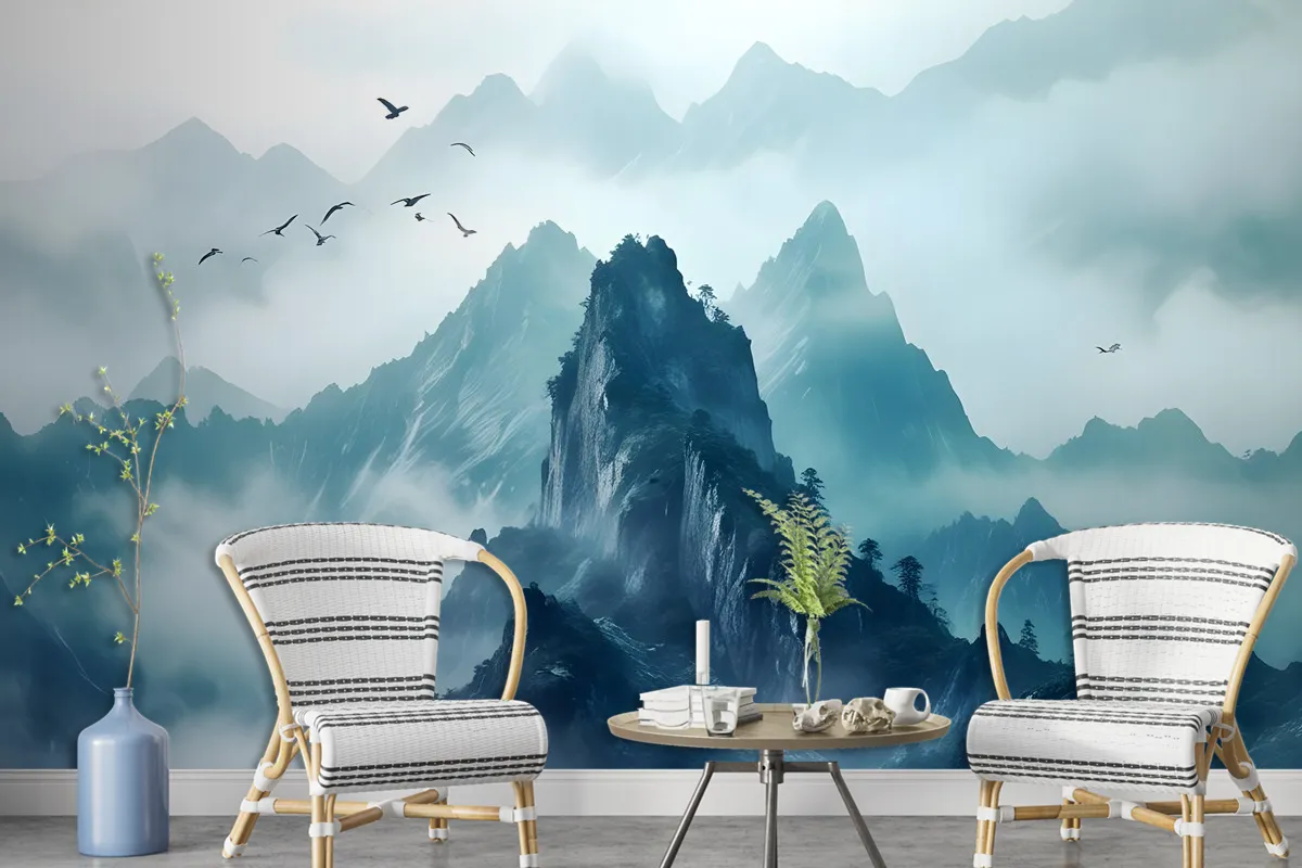 Misty Mountain Landscape Wallpaper Mural