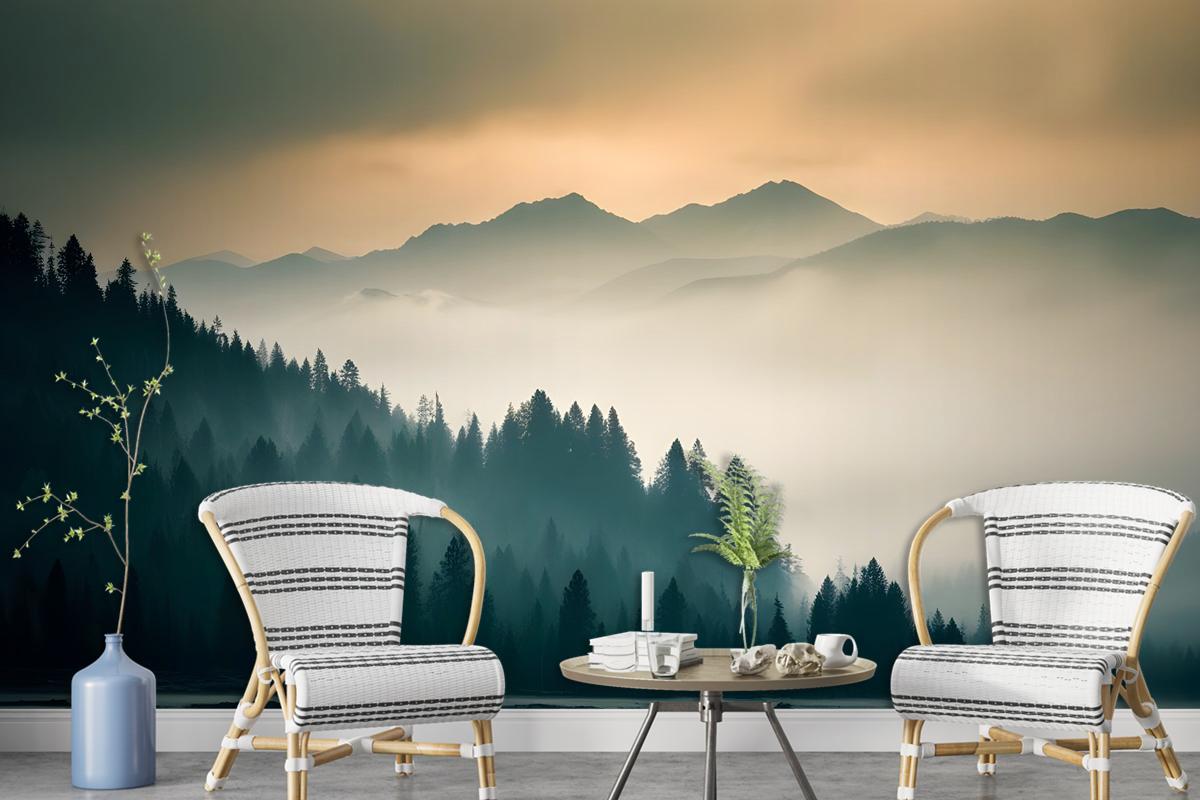 Misty Mountain View Wallpaper Mural