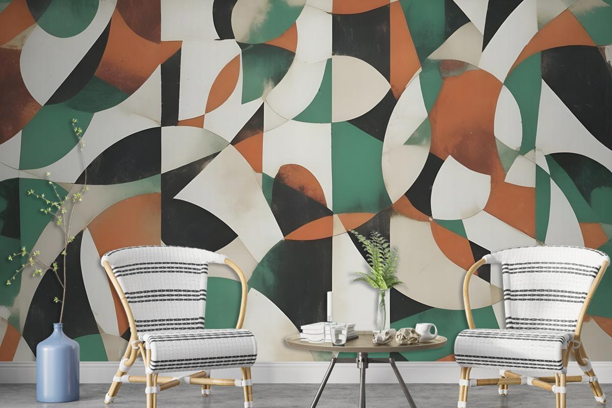 Modern Abstract Art With Retro Colorful Geometric Wallpaper Mural