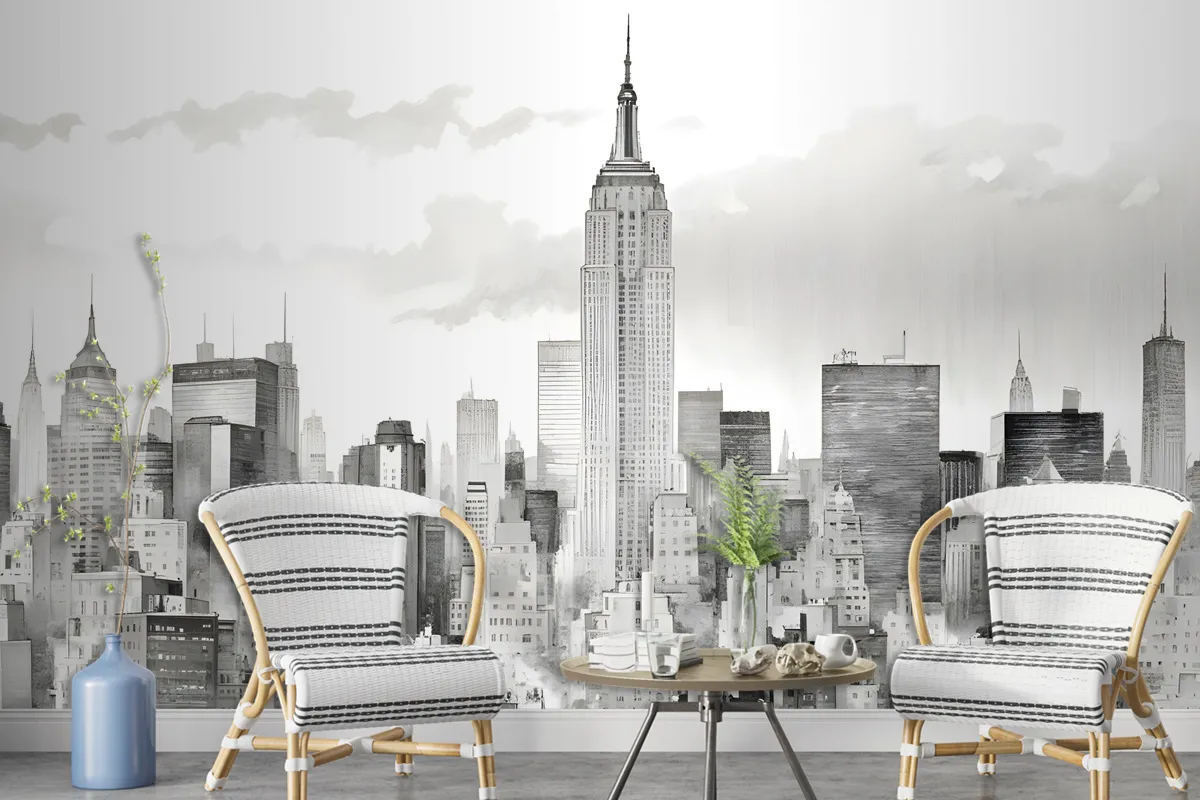 Monochrome Charcoal New York City Wallpaper Mural