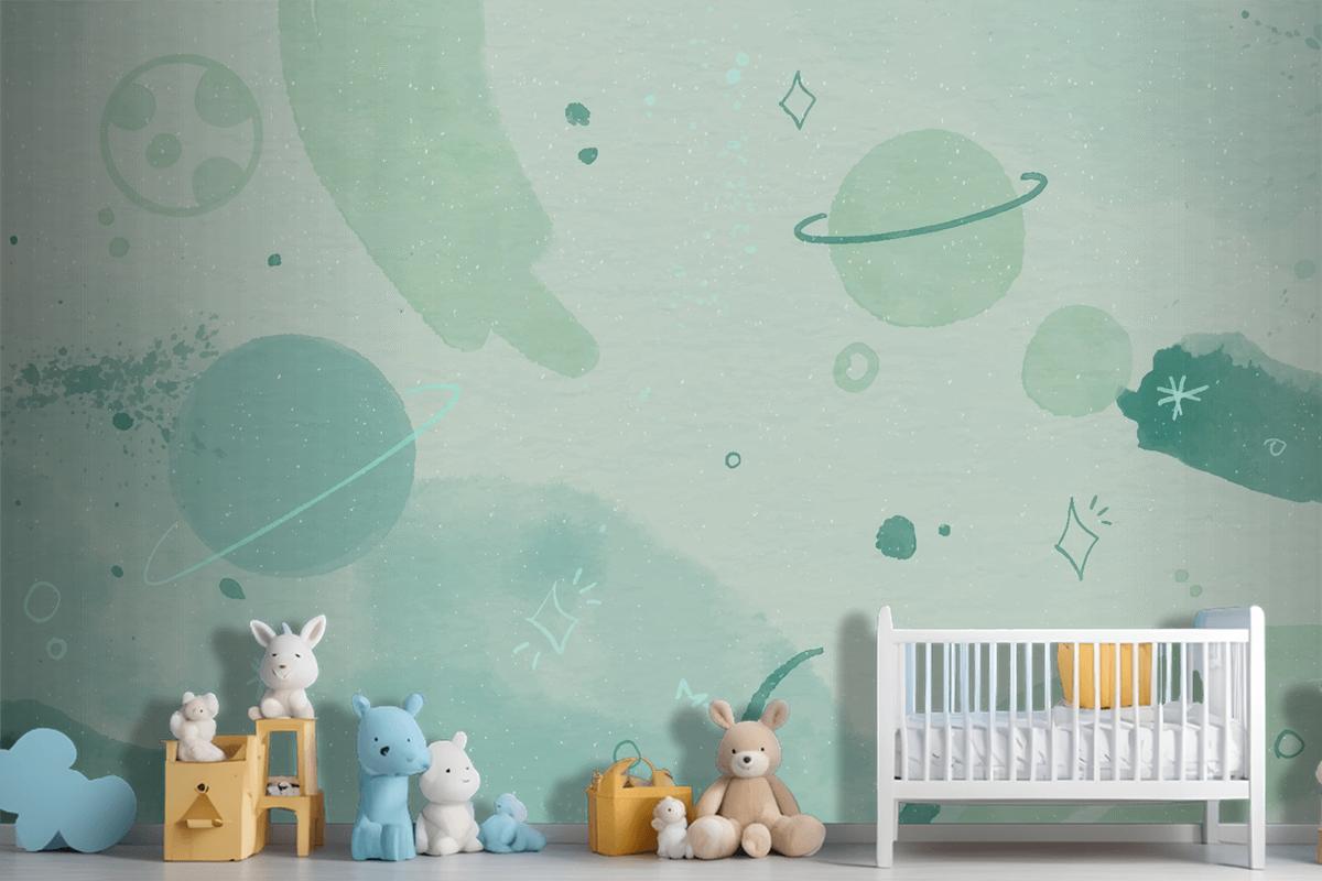 Monochrome Watercolor Galaxy Wallpaper Mural