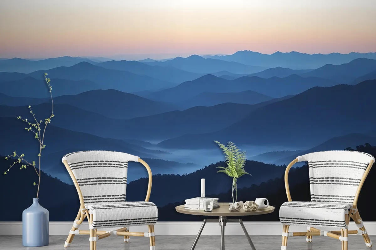 Mountain Silhouette At Sunset Wallpaper Mural