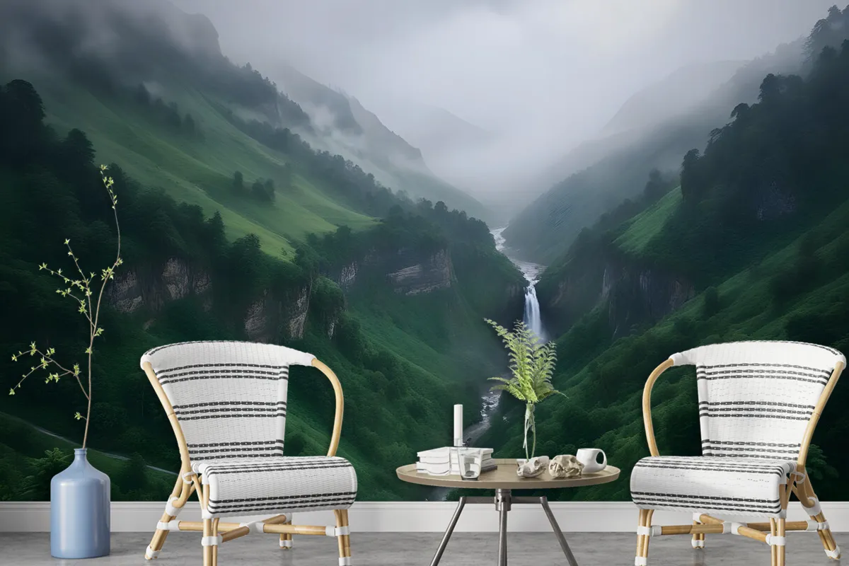 Mountain Waterfall Wallpaper Mural