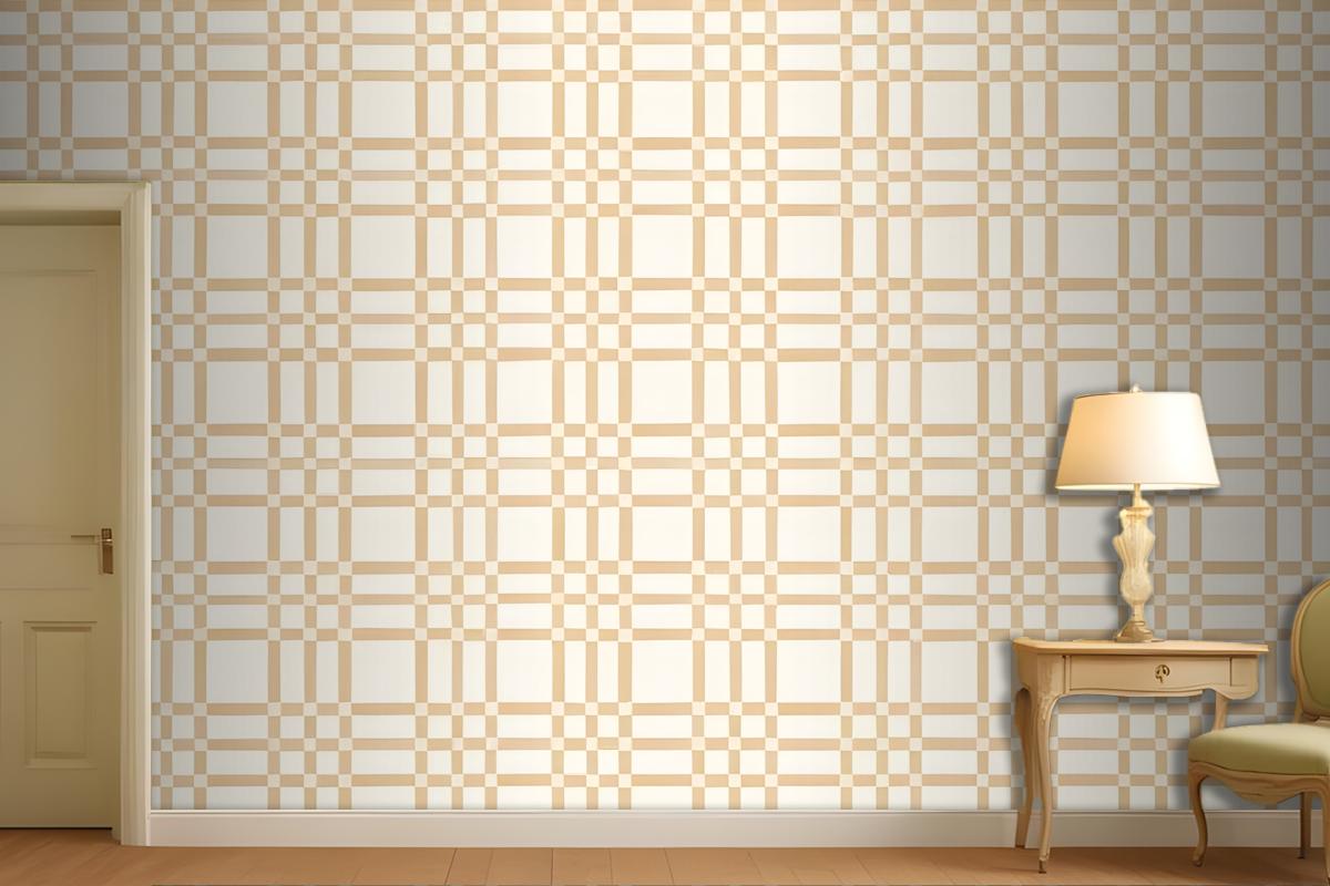 Mustard Yellow Retro Checkered Wallpaper Mural