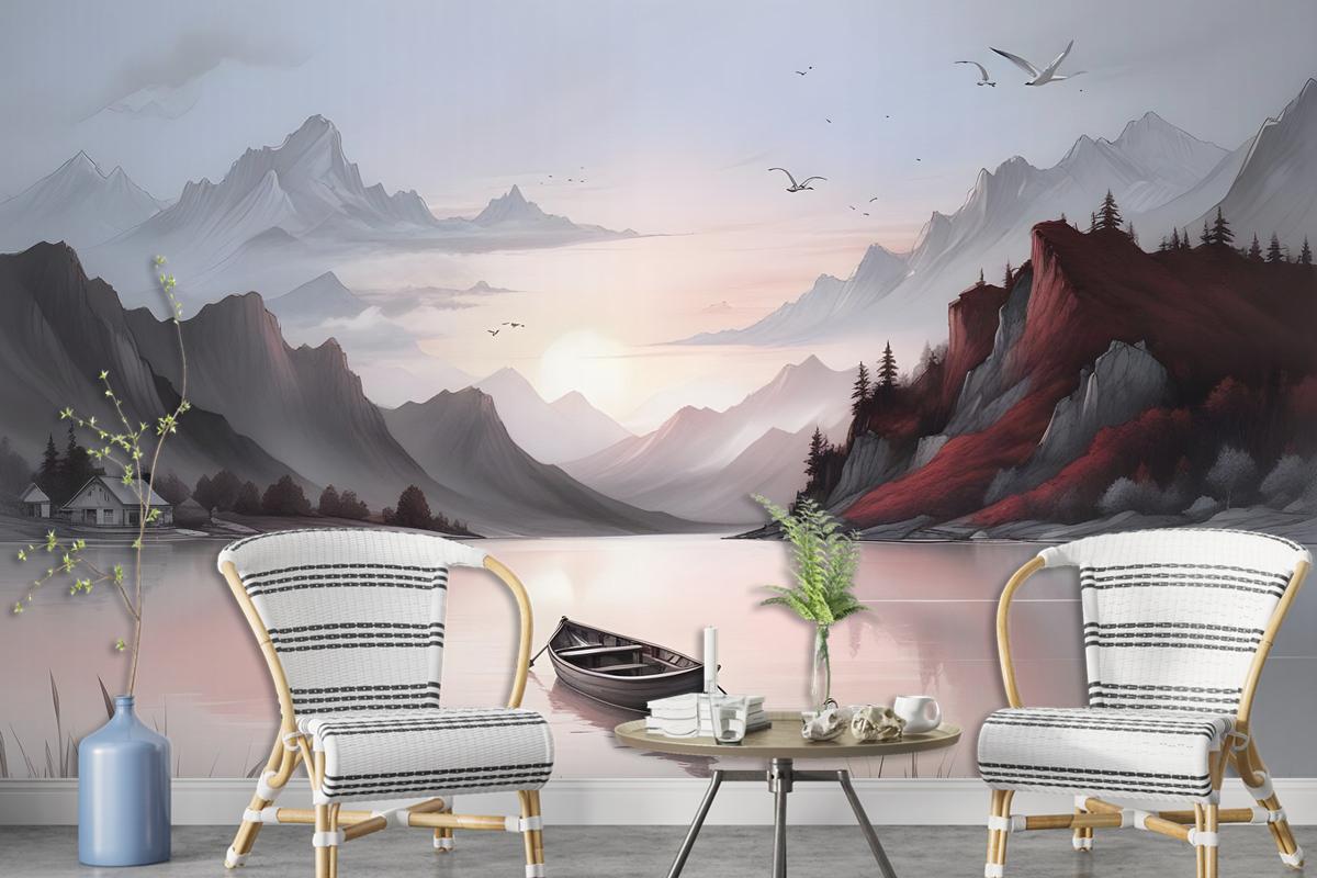 Nature Landscape With Mountains Wallpaper Mural